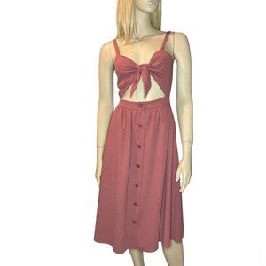 Wilfred Aritzia Adelia Linen TieFront Dress Dusty pink